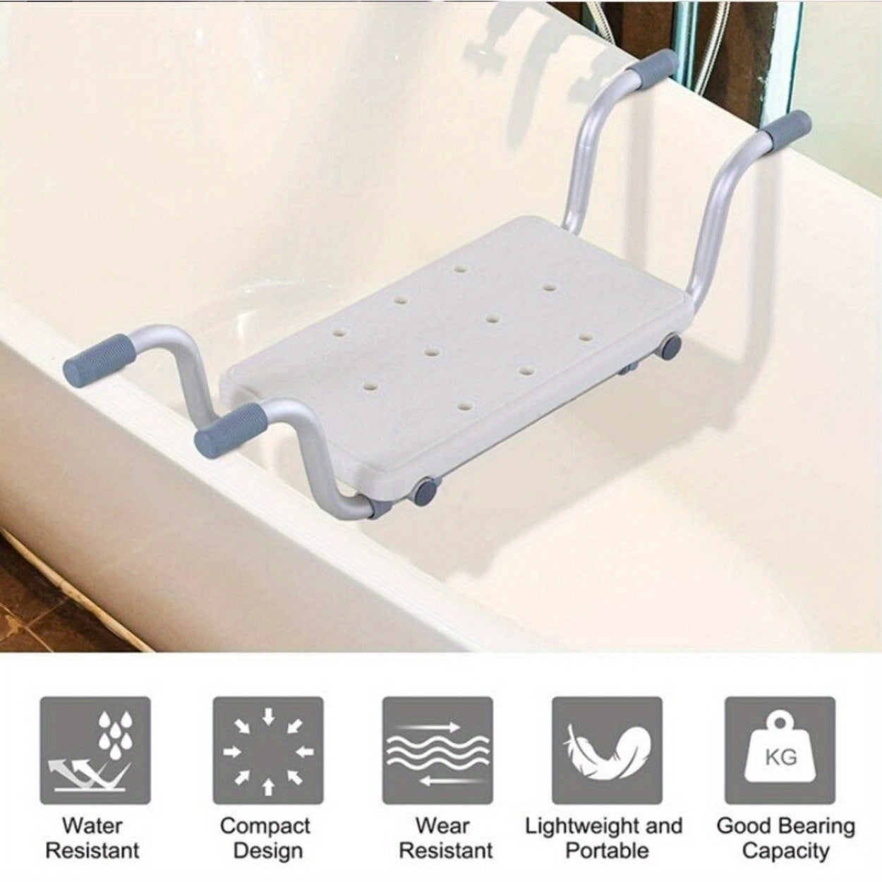 Adjustable white Aluminum Bath Seat