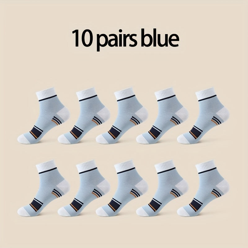10 Pairs Of Men's Mid Crew Sport Socks