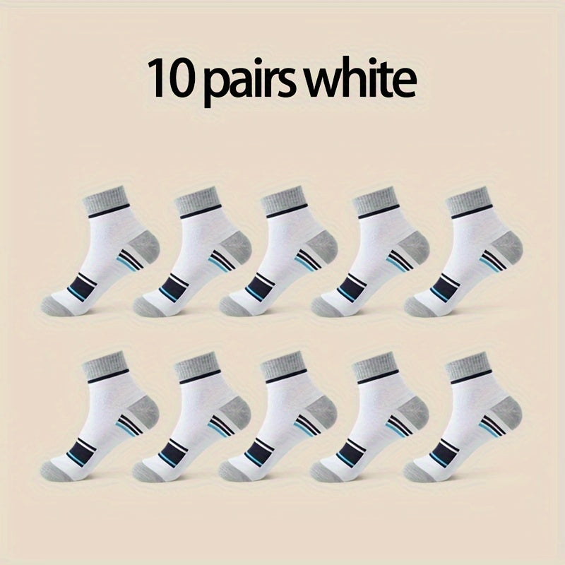 10 Pairs Of Men's Mid Crew Sport Socks