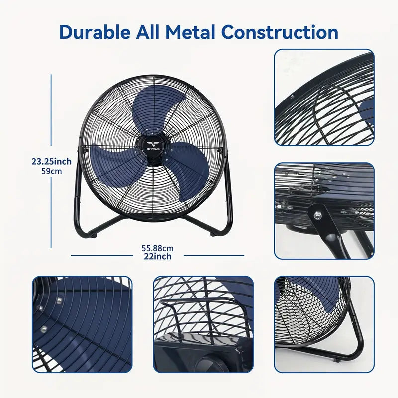 20" 3-Speed Heavy Duty Metal Cradle Floor Fan