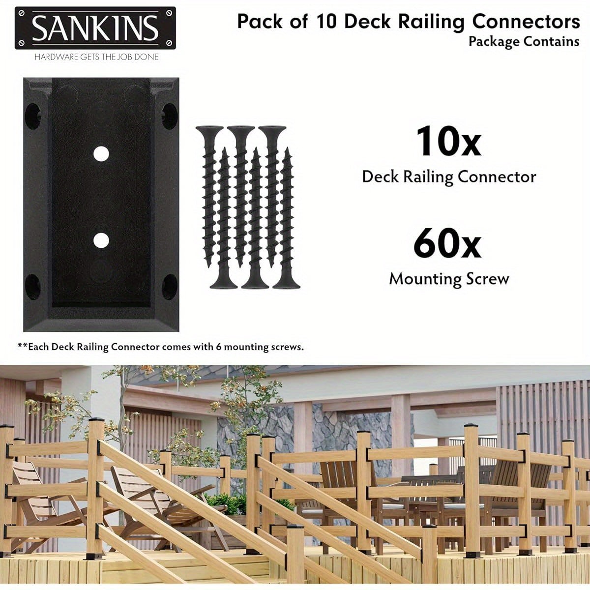 10 Pieces 2x4 Boat Deck Railing Bracket Connector，Durable PP Plastic Boat Board Railing Bracket，Black