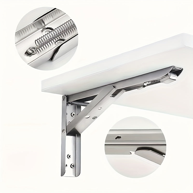 2 Pack of Foldable Shelves Brackets，Heavy Duty Stainless Steel Bracket