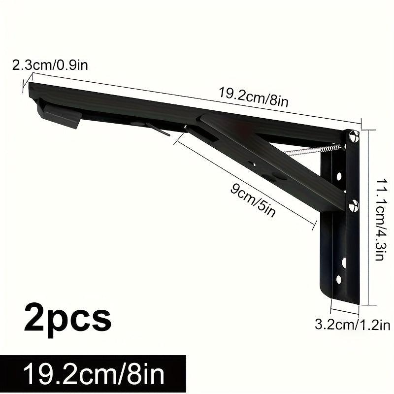 2 Pack of Foldable Shelves Brackets，Heavy Duty Stainless Steel Bracket