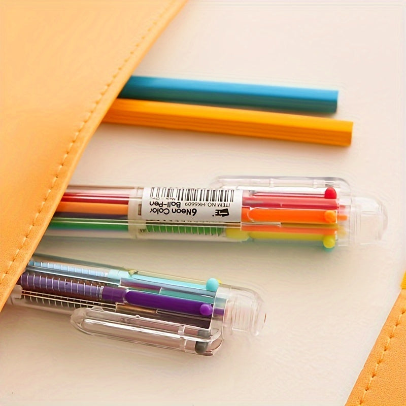 Box of 10 Ballpoint Pens with 6 Colors in One