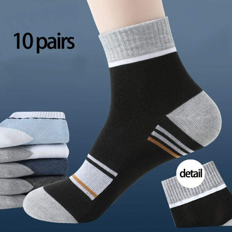 10 Pairs Of Men's Mid Crew Sport Socks