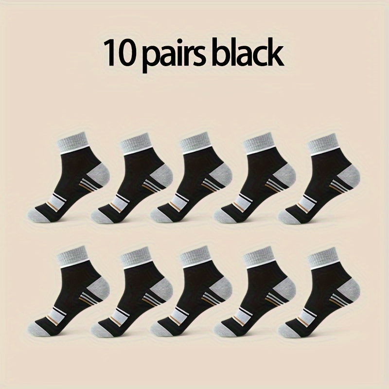 10 Pairs Of Men's Mid Crew Sport Socks