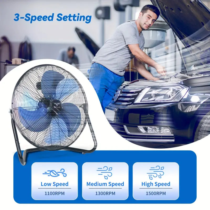 20" 3-Speed Heavy Duty Metal Cradle Floor Fan