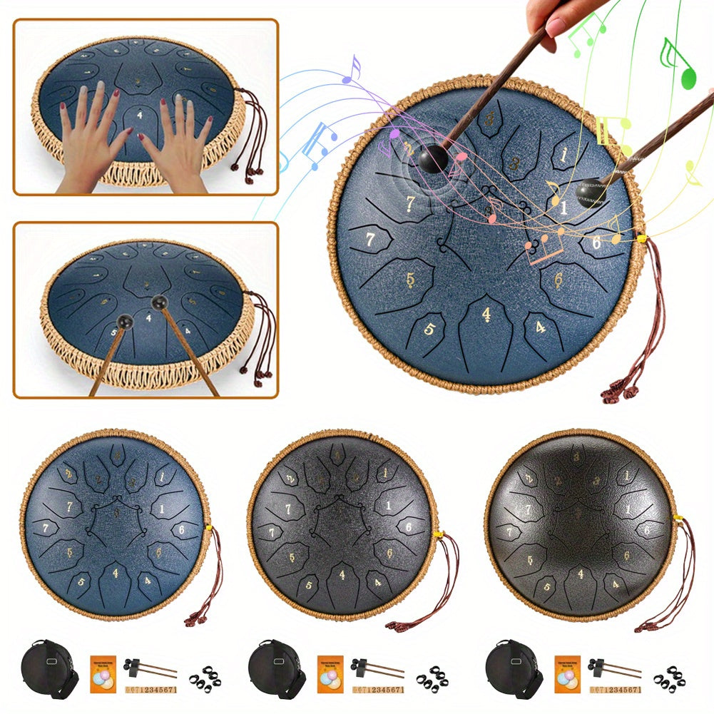 [15 Notes Steel Tongue Drum] 15 Notes 12 Inch Steel Tongue Drum D-Key