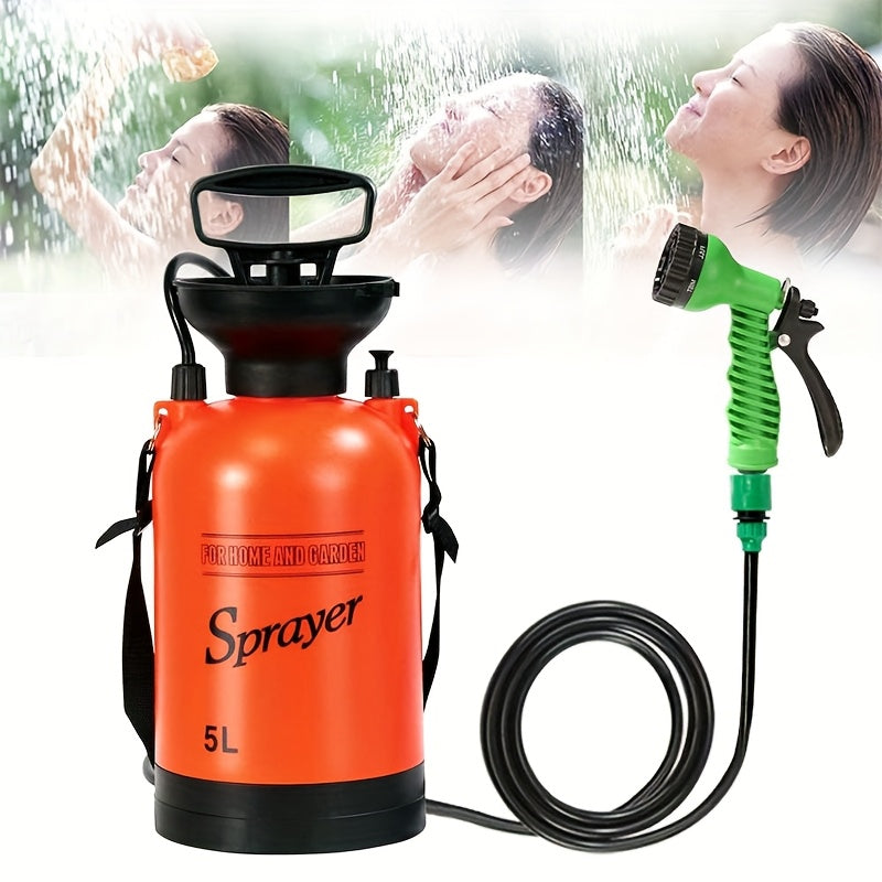 1.3/2 Gallon High-Pressure Sprayer with 7 Spray Modes, Portable Camping Shower