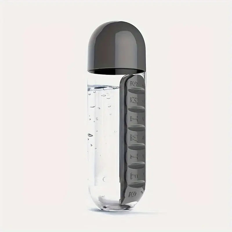 Creative water cup with seven-day medicine box, two-in-one outdoor medicine box cup