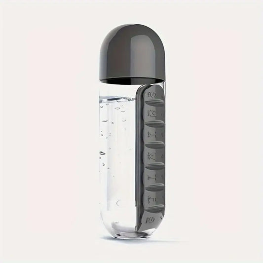 Creative water cup with seven-day medicine box, two-in-one outdoor medicine box cup