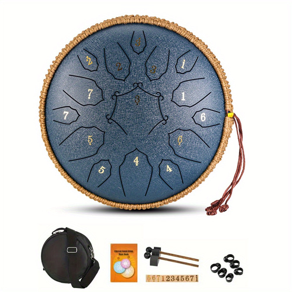 [15 Notes Steel Tongue Drum] 15 Notes 12 Inch Steel Tongue Drum D-Key