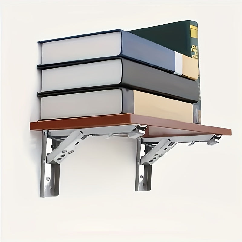 2 Pack of Foldable Shelves Brackets，Heavy Duty Stainless Steel Bracket